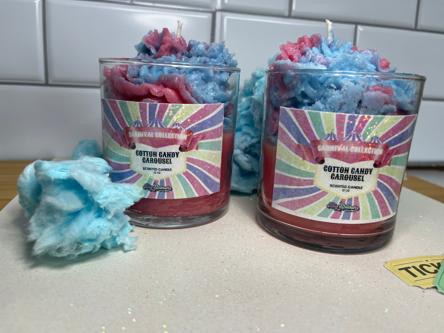 Cotton candy carousel candle