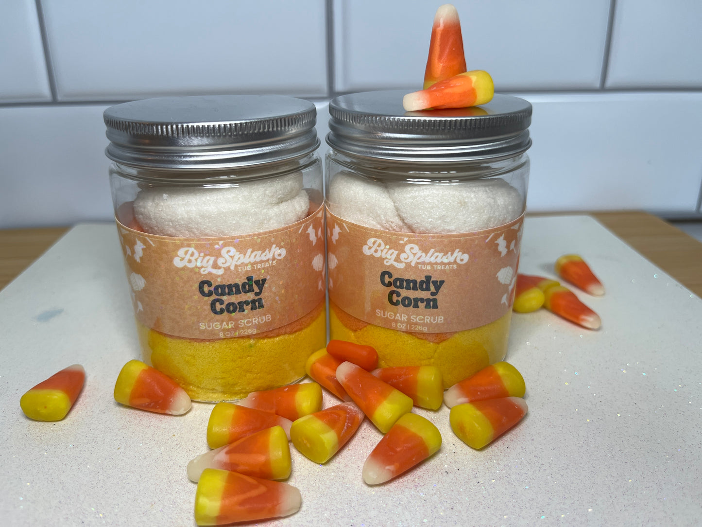 Candy corn sugar scrub