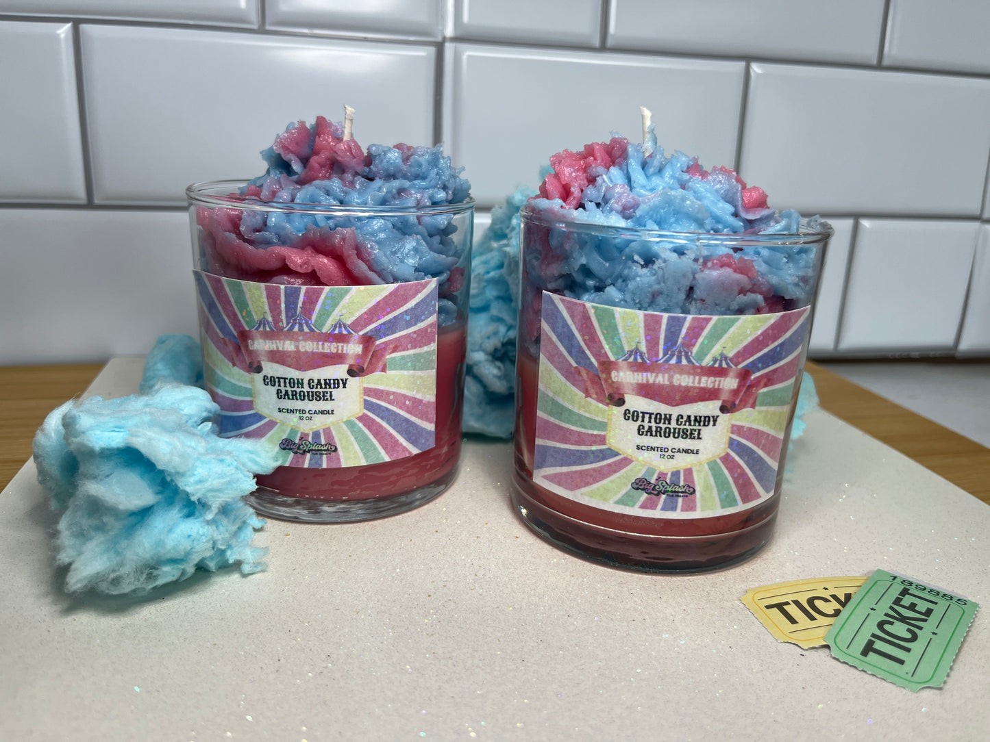 Cotton candy carousel candle